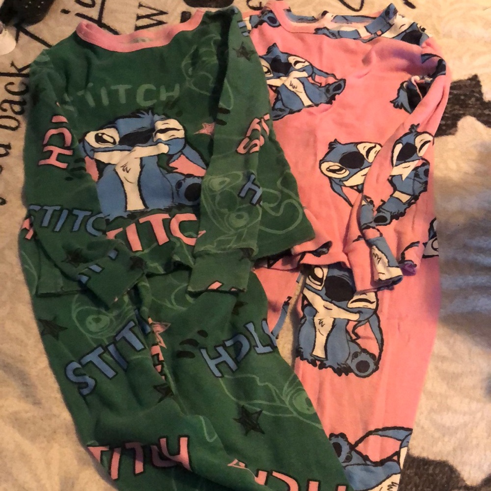 Disney Stitch Kids Pajama Set - Green and Pink